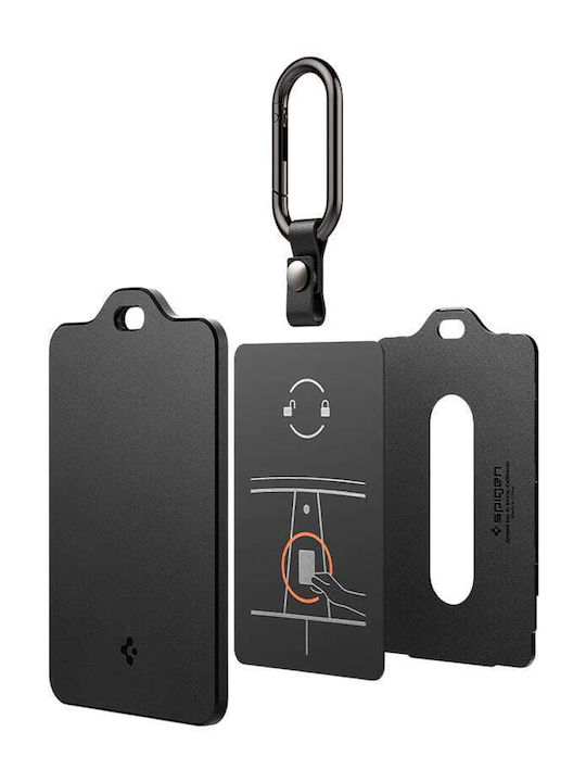 Spigen 2 Pack Card Holder Acp11405 Tesla Key Universal 2x Карабинер 4x Защитно фолио Бял Черен Spigen 2 Pack Card Holder Acp11405 Tesla Key Universal 2x Карабинер 4x Защитно фолио Бял Черен