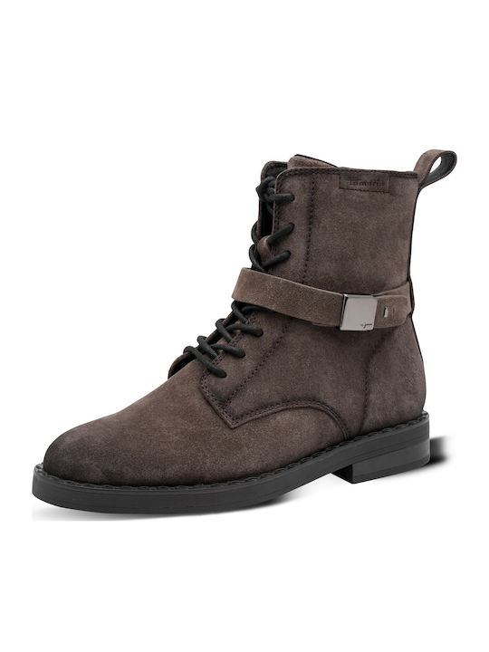 Wildleder Damen Kampfstiefel Braun