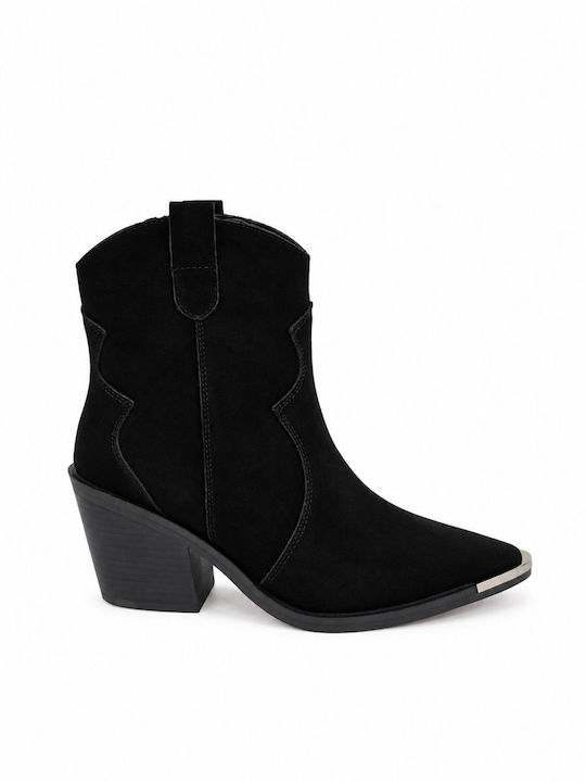 Suede Women's Ankle Boots Cowboy Black
