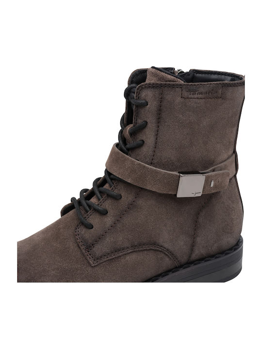Wildleder Damen Kampfstiefel Braun