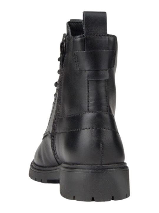 Leder Damen Stiefeletten Schwarz
