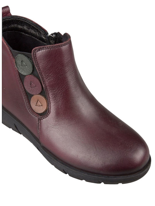 Leder Damen Stiefeletten Burgundisch