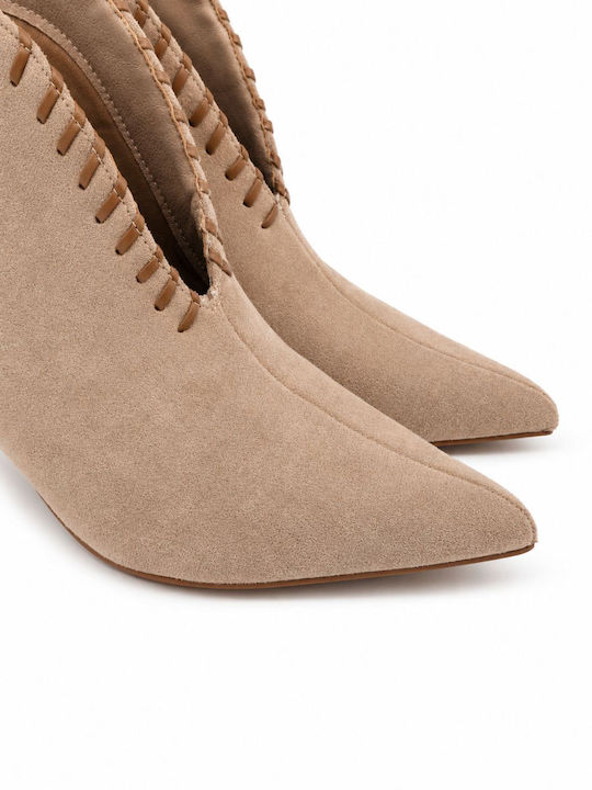 Suede Damen Stiefeletten Beige