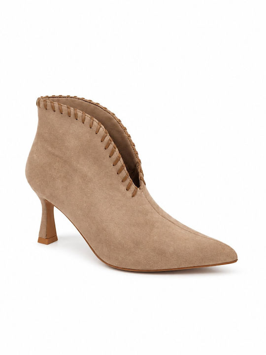 Suede Damen Stiefeletten Beige