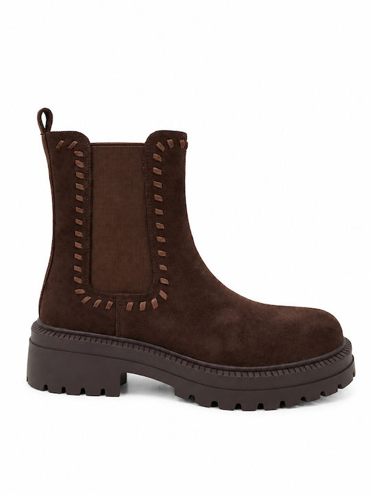 Wildleder Damen Chelsea-Stiefel Braune