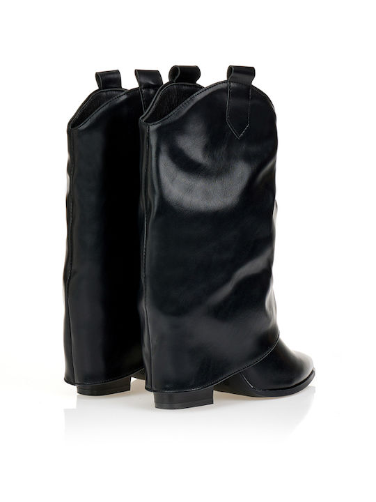Stiefeletten Damen Cowboy mit Hochabsatz Schwarz