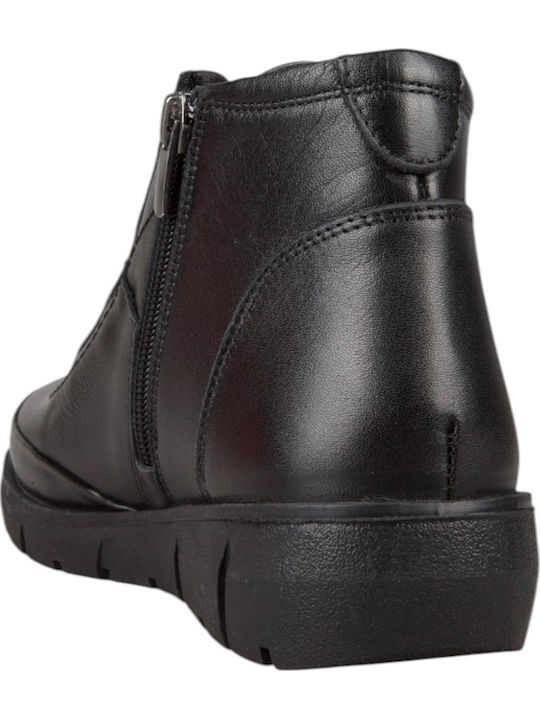 Leder Damen Stiefeletten Schwarz