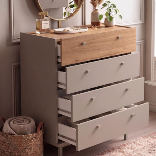 Bedroom Chest of Drawers Wooden Luke with 4 Drawers Kasmir 80x42x93cm