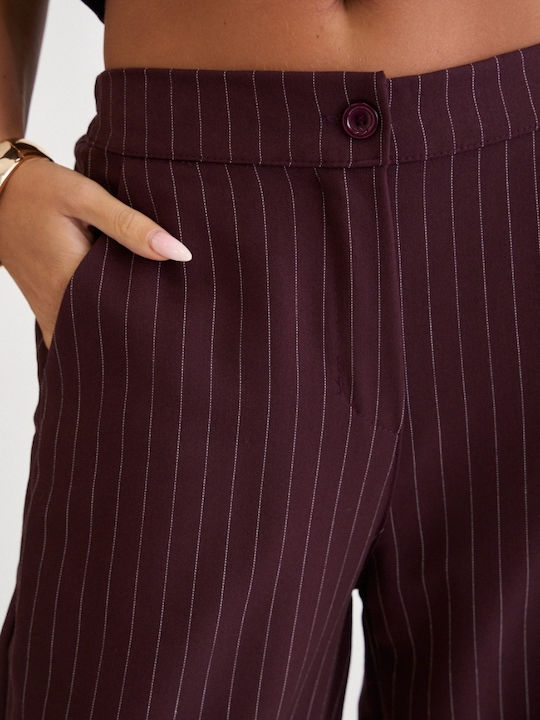 Damen Burgundisches Set mit gestreiftem Hosen für Damen