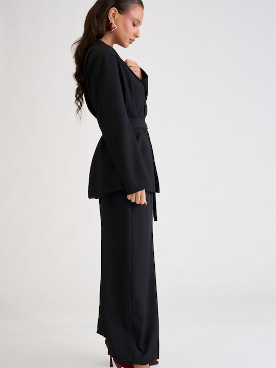 Women's Black Set with Trousers in Balloon Leg Style