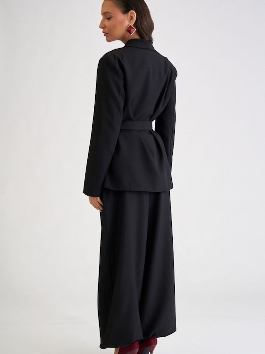 Women's Black Set with Trousers in Balloon Leg Style