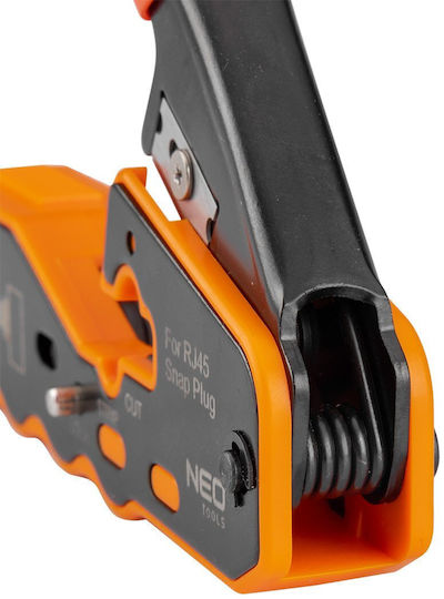 Neo Tools Клещи Преса за Клеми за Мрежа RJ45 със Стрипър и Изолация (Дължина 135mm)