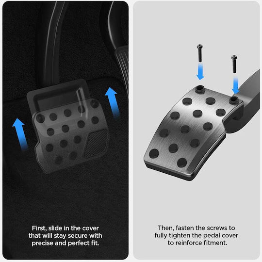 Spigen Stuttgart Autopedale Acp04510 Tesla Model Y/3 Vollständiger Pedalsatz Edelstahl Gummi Noppen Silber