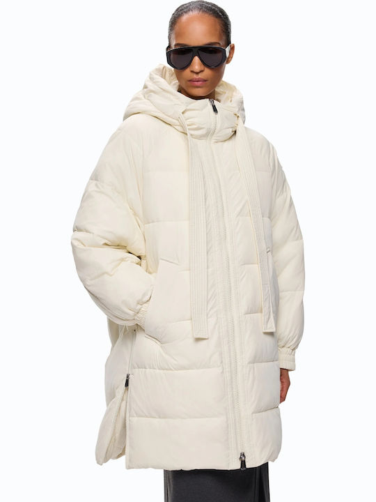 Дълго Дамско Puffer Яке за Зима Off White