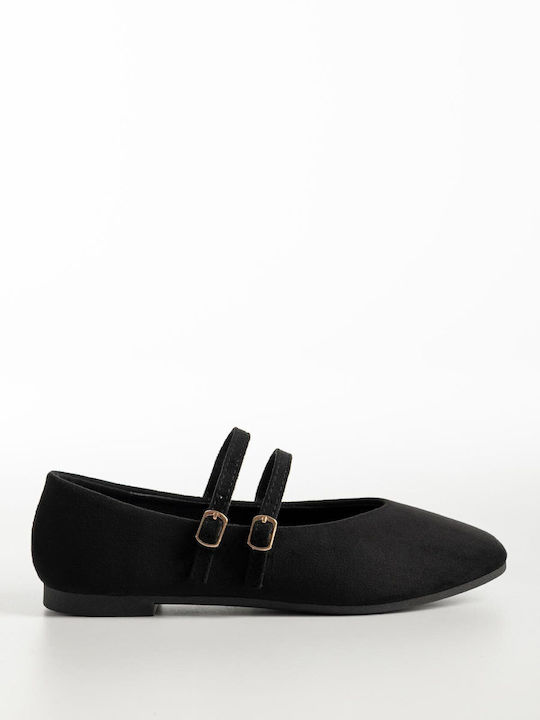 Wildleder Damen Ballerinas Schwarz