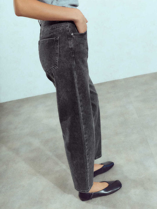 Celestino Women's Jeans Barrel High Rise Loose Fit Dark Grey