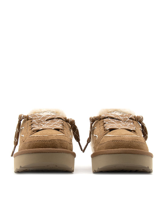 UGG Papuci de damă de iarnă din catifea maro
