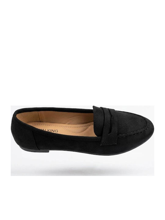 Suede Damen Mokassins in Schwarz Farbe