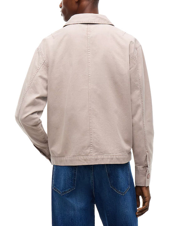 Tommy Hilfiger Long Sleeve Denim Overshirt in Regular Fit Beige
