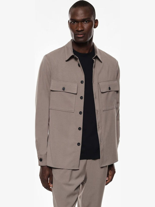 Long Sleeve Overshirt in Regular Fit Grey