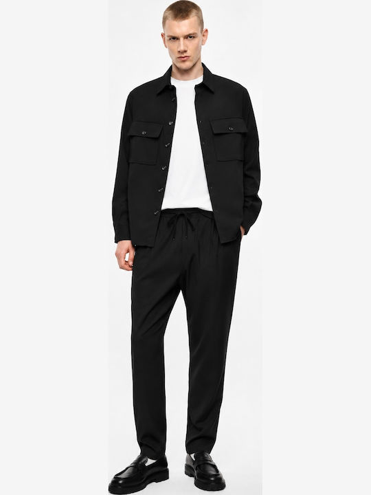 Long Sleeve Overshirt in Regular Fit Black