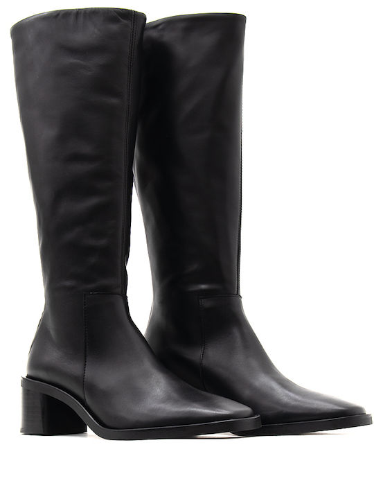 Damenstiefel Schwarz Leder