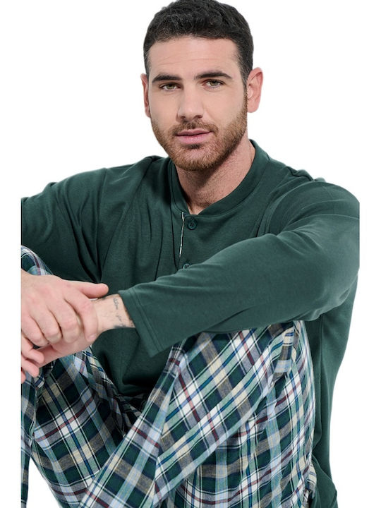 Jeannette Lingerie Winter Checked Men's Pyjamas Green