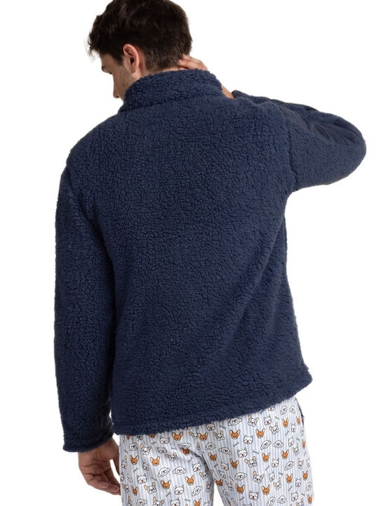 Admas Winter Herrenpyjama Robe Blau