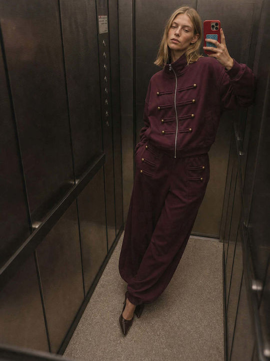 Women's Cardigan with Buttons Burgundy