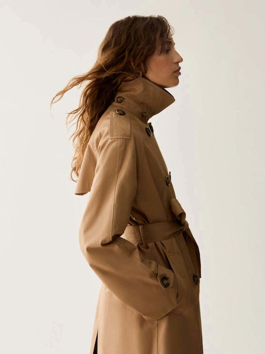 Women's Gabardine Camel with Hood