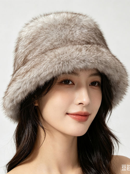 Intimonna Women's Furry Bucket Hat Grey