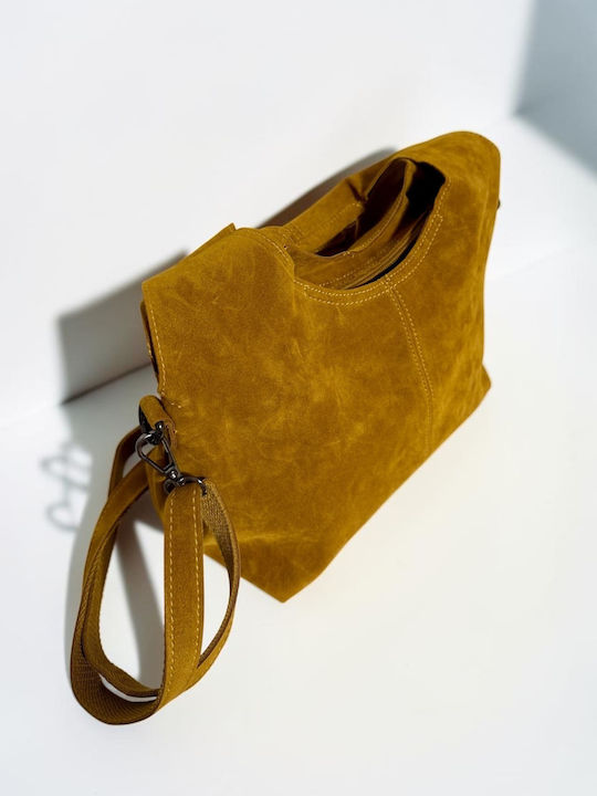 Women's Suede Yellow Handbag