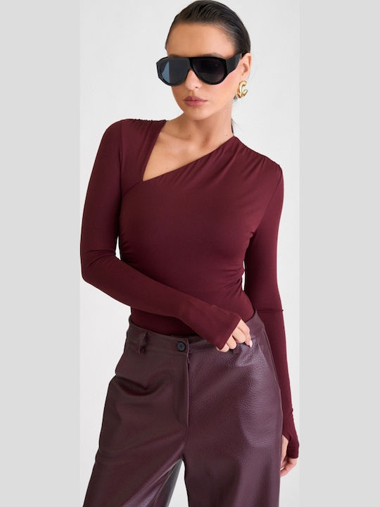 Burgundisches Damen-Bodysuit