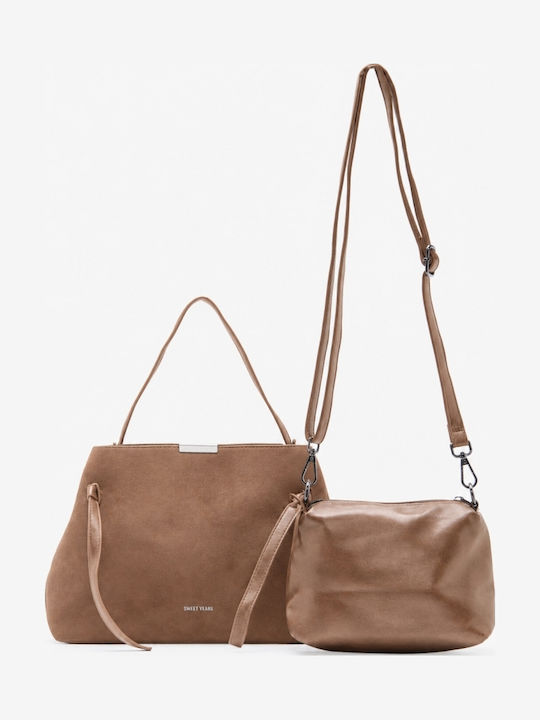 Leather Women's Handbag Crossbody Beige