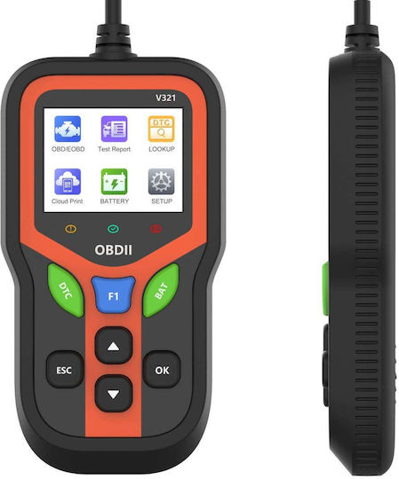 Techstar V321 Obd2 Car Diagnostic Tester Advanced Functions Battery Test Engine Error Read Clear Data Stream O2 Sensor Detection Qr Report Color Screen