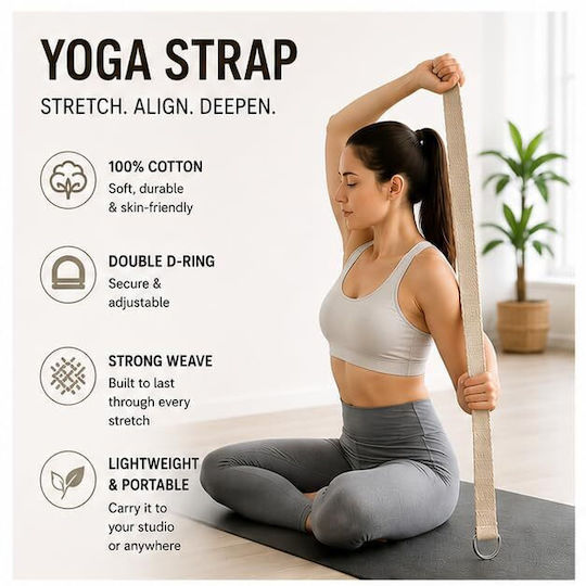 Niyamas Yoga Pilates Gürtel D-Ring Beige