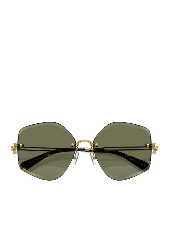 Tory Burch Women Sunglasses With Gold Frame And Green Lens