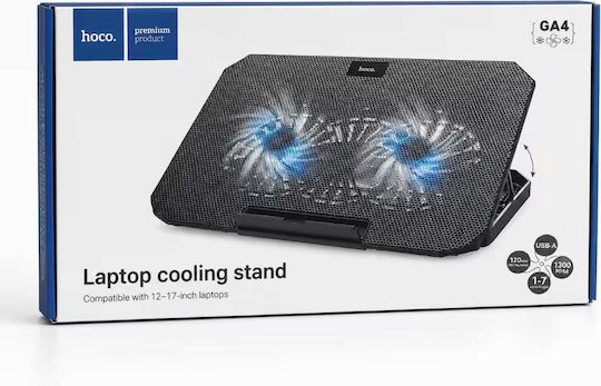 Suport de răcire pentru laptop Ga4 2 ventilatoare de 120 mm 7 niveluri compatibil cu dimensiuni de 12–17” Negru