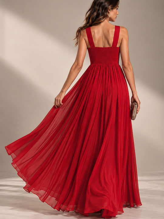 Summer Maxi Evening Satin Red Dress