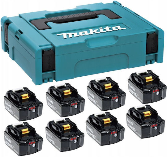 Makita Makita 8er Set Lithium Werkzeugbatterien 18V mit Batteriekapazität 6Ah