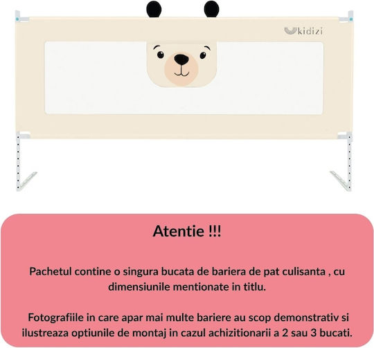 Kidizi Bară de Protecție pentru Pat Pliabilă din Material Textil în Culoare Bej 160 cm