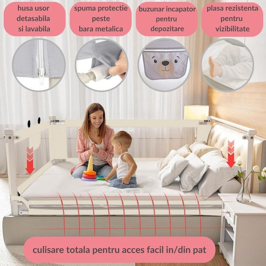 Kidizi Bară de Protecție pentru Pat Pliabilă din Material Textil în Culoare Bej 140 cm
