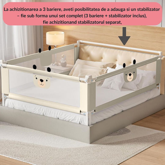 Kidizi Bară de Protecție pentru Pat Pliabilă din Material Textil în Culoare Bej 140 cm