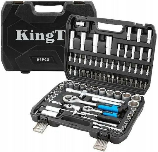 KingTul Ключ с тресчотка и вложки 1\2" & 1\4" 94бр