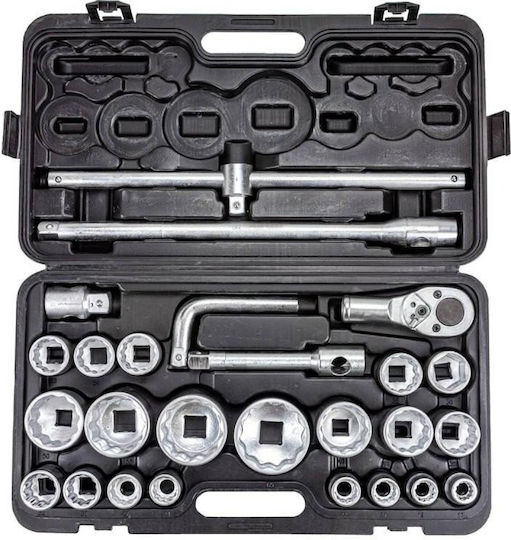 Forcekraft Ratchet with Sockets 3/4" & 1" 26 Pieces