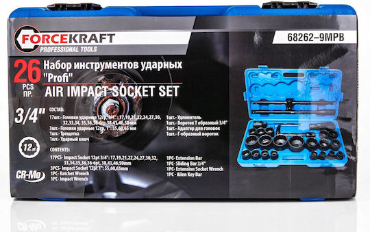 Forcekraft Ratchet With Sockets 3/4" 26 Pieces