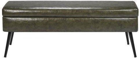 Vevor Bench Stool With Storage Space Upholstered with Artificial Leather Green