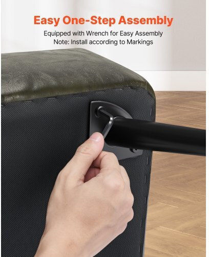 Vevor Bench Stool With Storage Space Upholstered with Artificial Leather Green