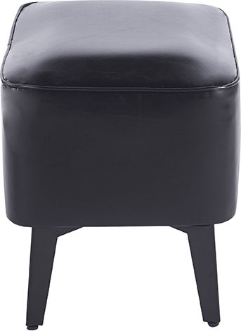 Taburet de Cameră de Zi Tapițat cu Piele Sintetică Black Black 40x30x34εκ.