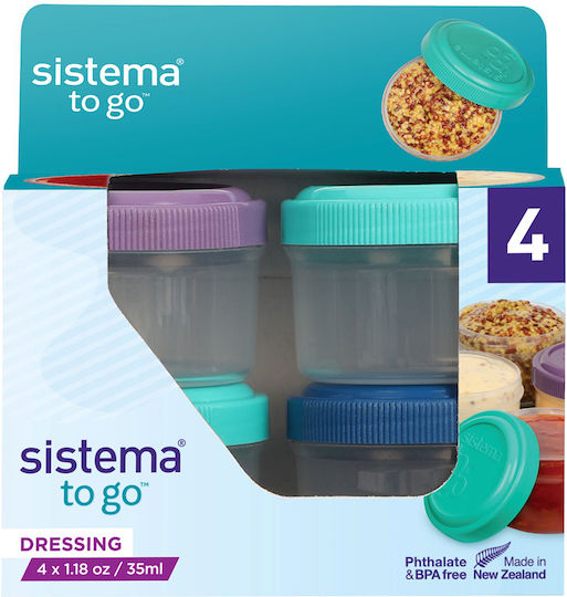 Sistema Dressing To Go Σετ Πλαστικά Δοχεία Φαγητού Πολύχρωμα 4τμχ